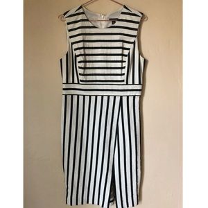 Ann Taylor black & white striped sheath dress